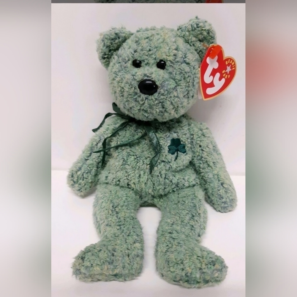 Ty Beanie Baby Shamrock Irish Bear, 8 in